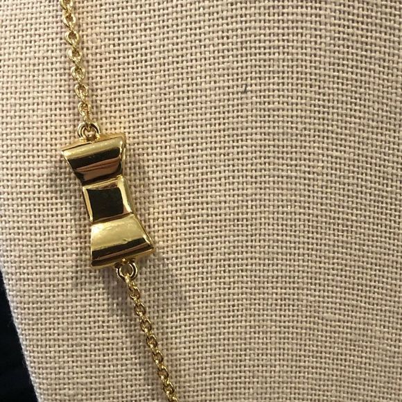 KATE SPADE Gold Tone Gold Enamel Bow Long Necklace - Picture 9 of 14